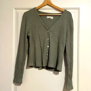 Sage Green Everlane Ribbed Cardigan
